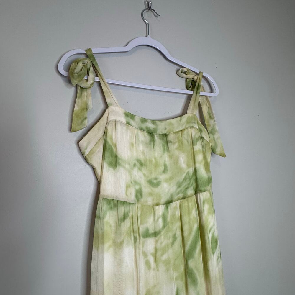 Line & Dot Sleeveless Palm Chiffon Maxi Dress Lime Green Women’s Small - Picture 3 of 9